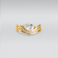 Diamond Ring in Curved Design with Pear Cut Lab Grown Diamond
