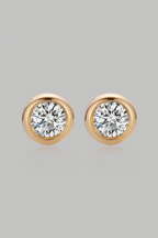 18K Gold Bezel Stud Earrings with Lab Grown Diamonds