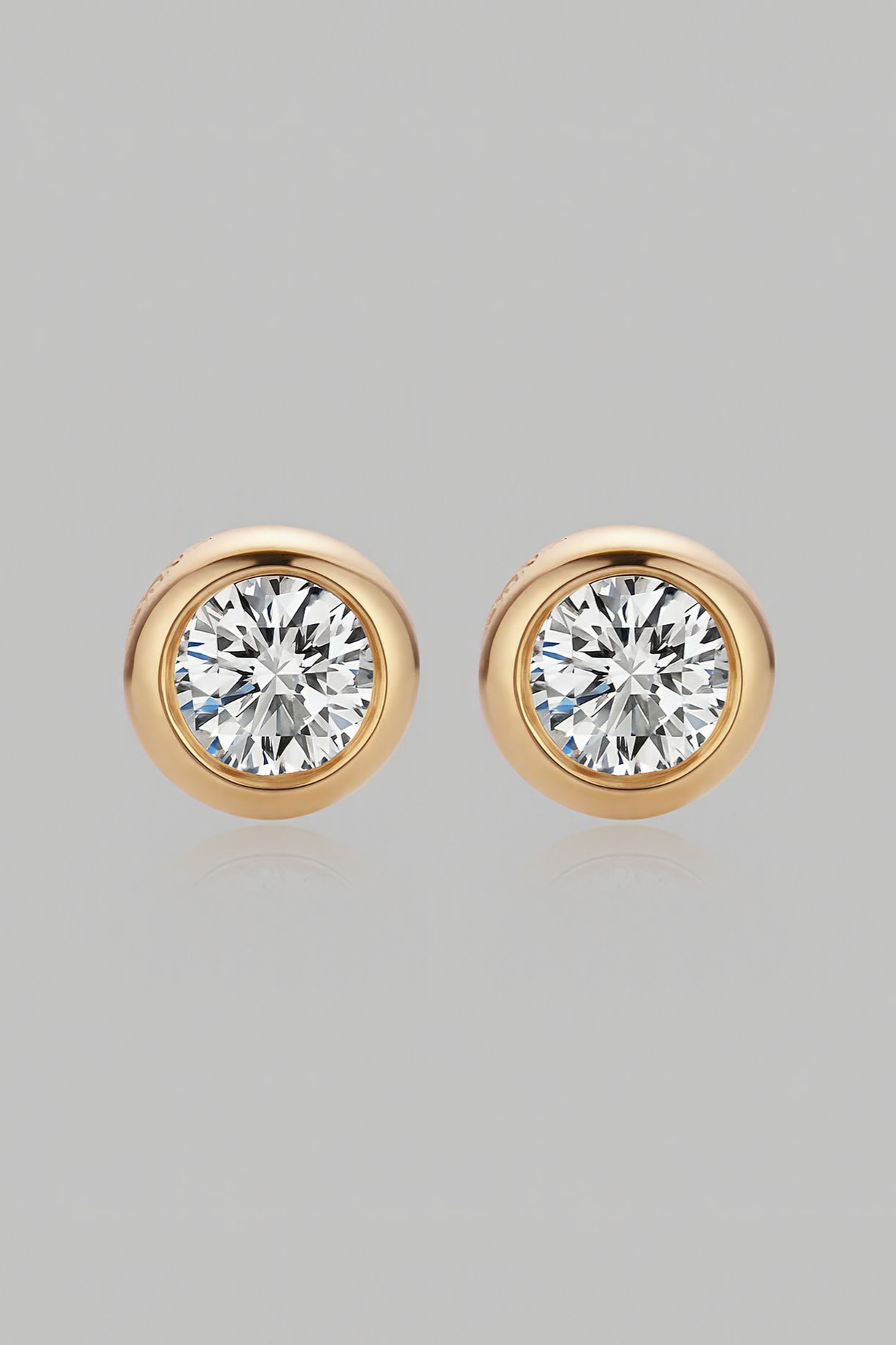 18K White Gold Bezel Stud Earrings with Lab Grown Diamonds