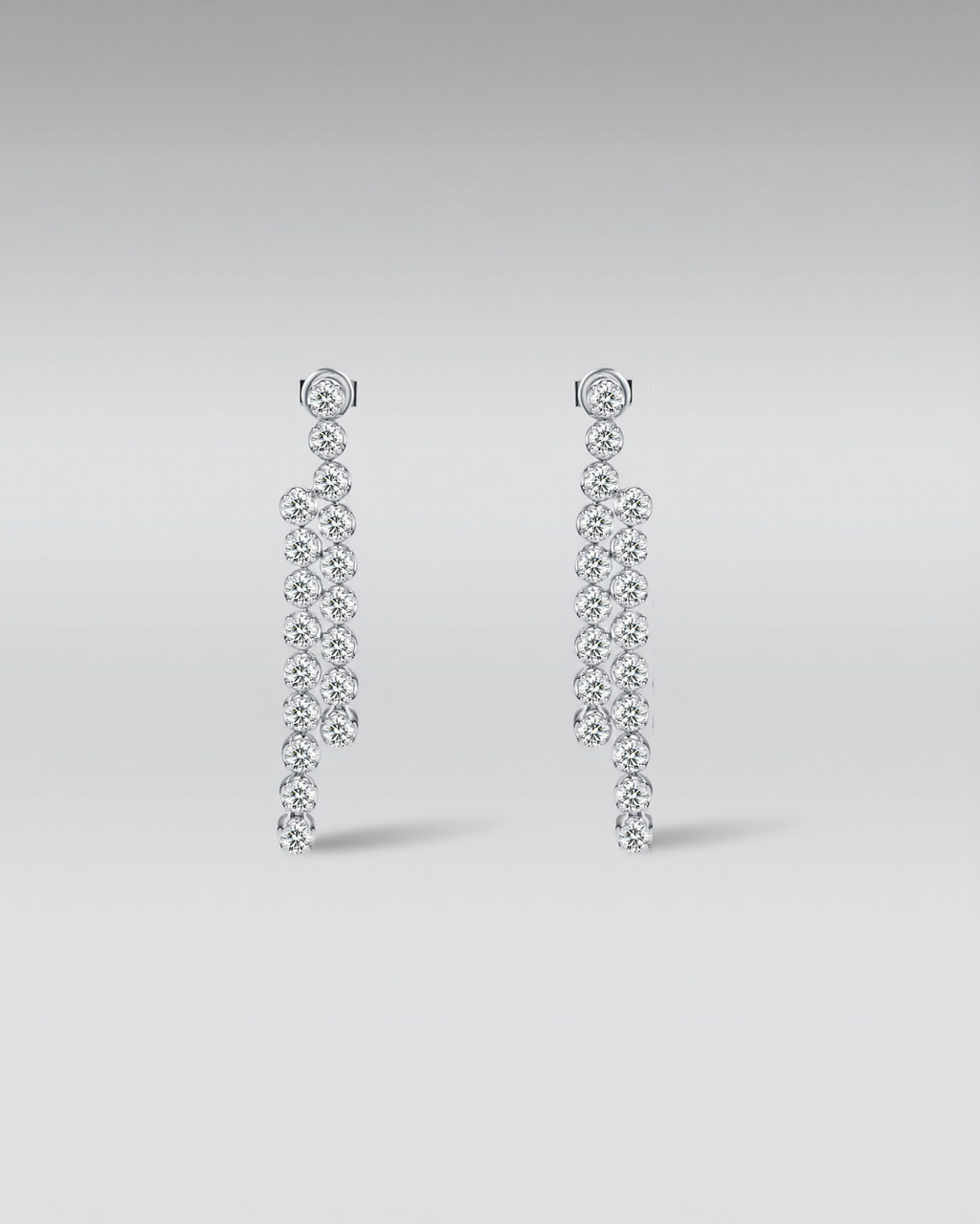 18K White Gold Diamond Drop Earrings with Lab Grown Diamonds