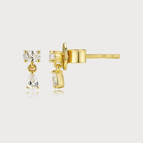 Diamant-Ohrhänger aus 18K Gold mit 0,18 ct Labordiamanten im Oval- und Tropfenschliff