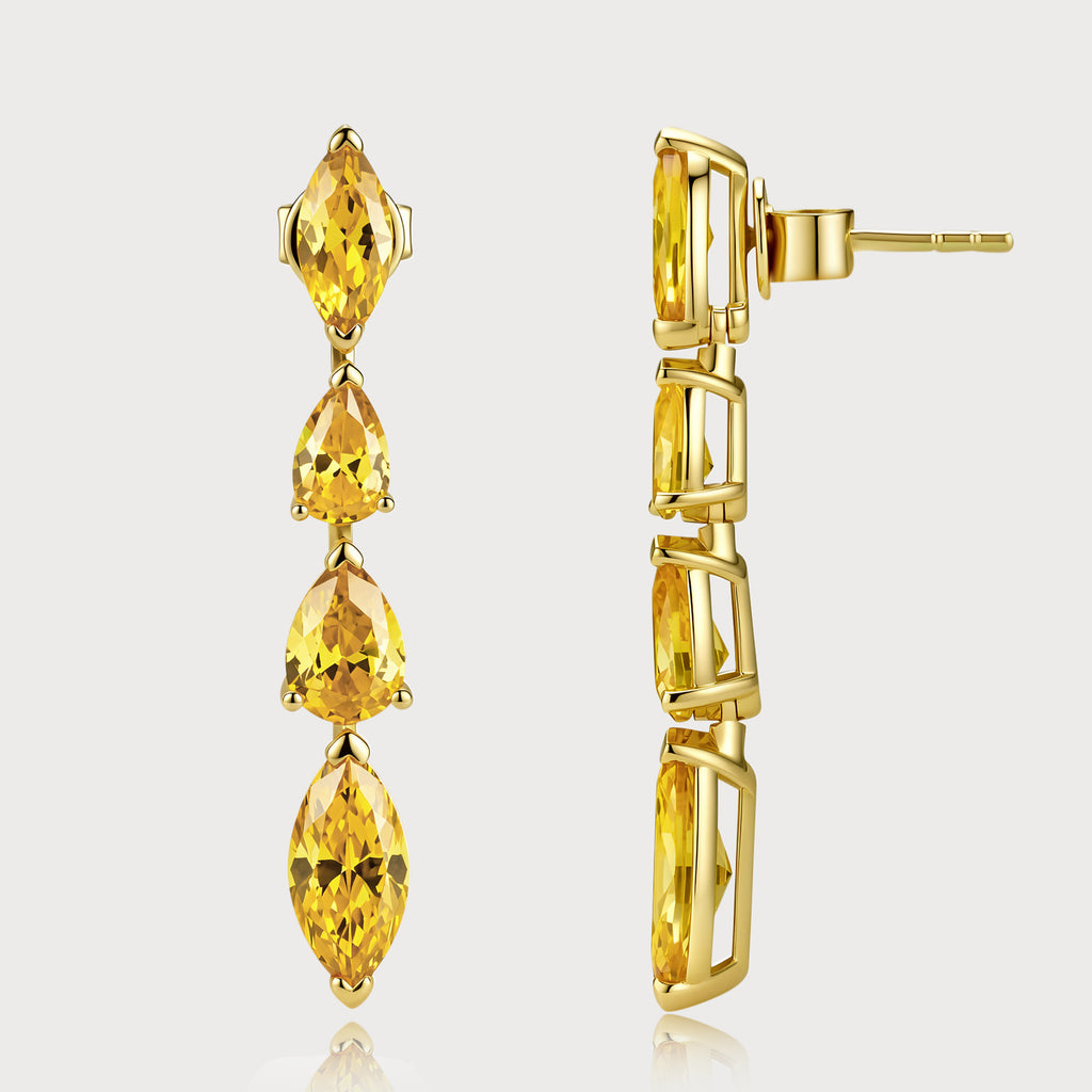 Fancy Yellow Diamant-Ohrhänger aus 18K Gold mit 5,50 ct Labordiamanten im Marquise- und Tropfenschliff