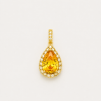 Fancy Yellow Diamantanhänger aus 18K Gold mit 3,50 ct Labordiamanten, tropfenförmigem Mittelstein und rundem Diamant-Halo
