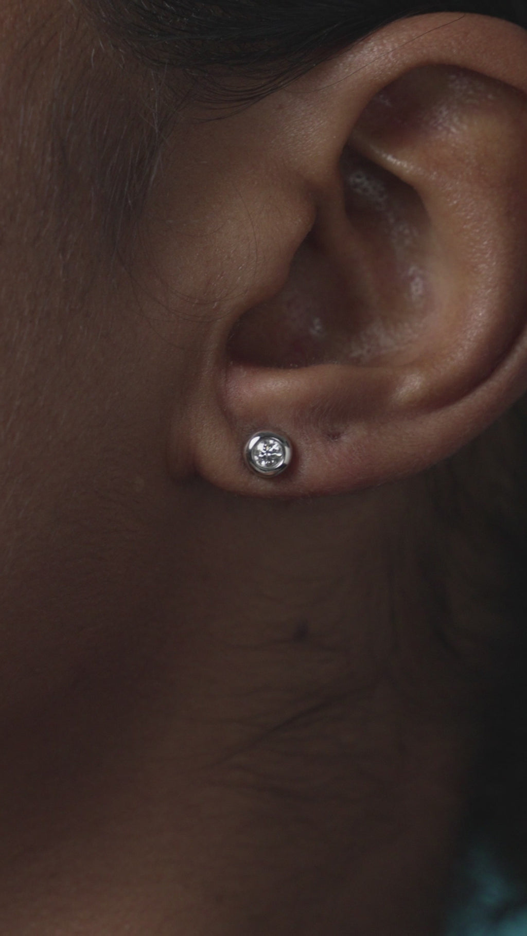 18K Gold Bezel Stud Earrings with Lab Grown Diamonds