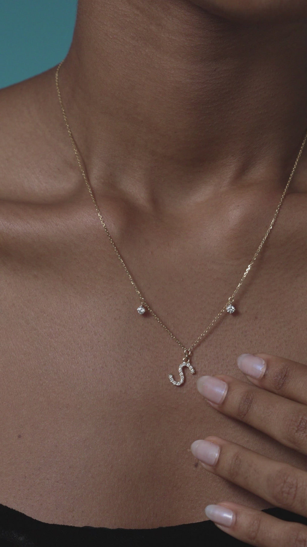 18K Gold Initial Necklace with Lab Grown Diamonds