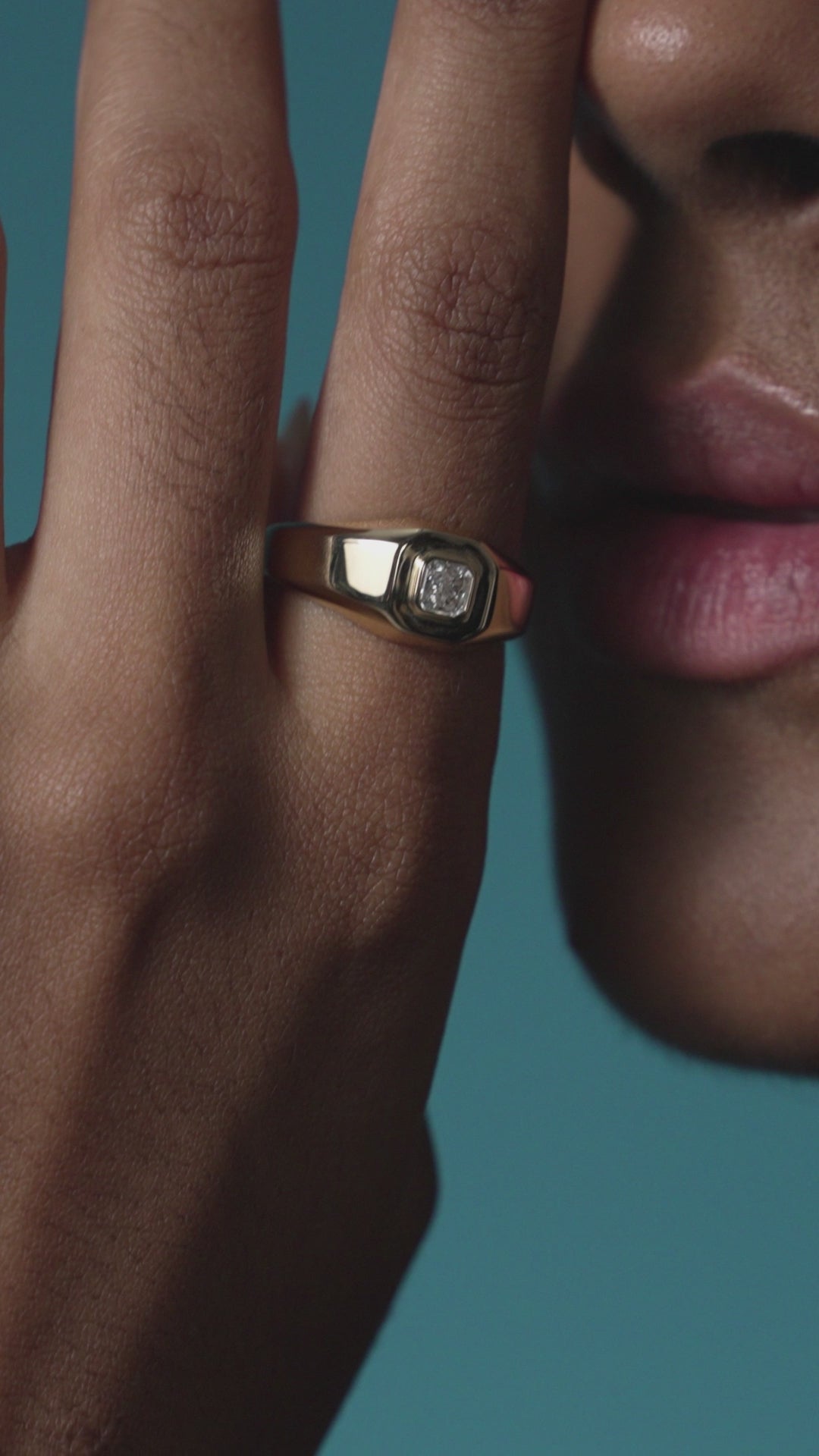 18k Gelbgold Herren Solitaire Ring mit quadratisch geschliffenem Labordiamanten