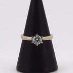 Video showcasing a stunning two-tone diamond engagement ring in 18K solid gold, featuring a brilliant solitaire diamond with ethically sourced lab-grown diamonds. The ring is perfect for engagement or gifting, offering elegance and superior craftsmanship.