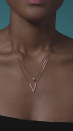18k Rose Gold Layered V Necklace with Lab Grown Diamonds