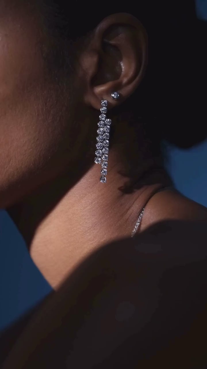 18K White Gold Diamond Drop Earrings with Lab Grown Diamonds