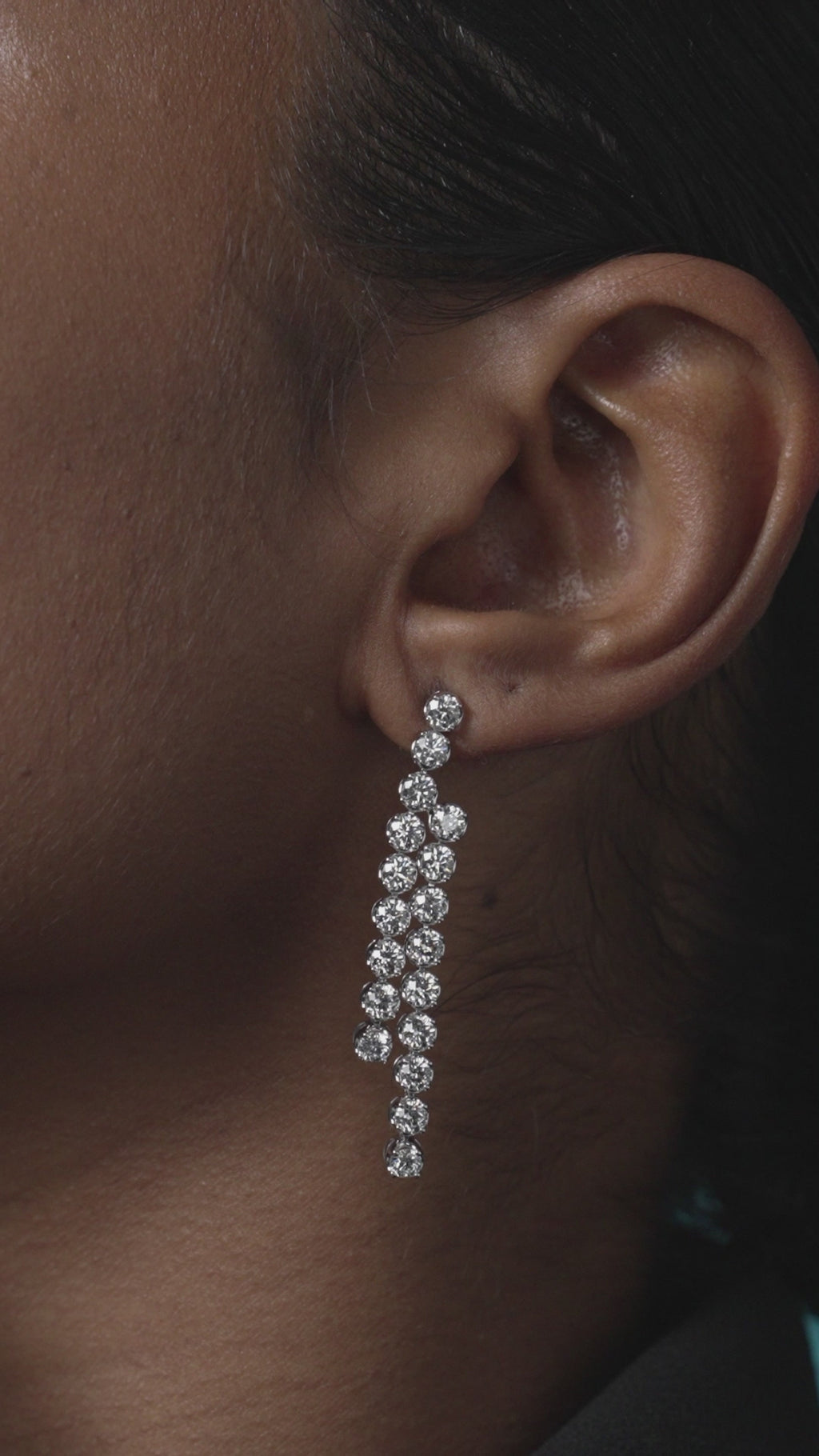 18K White Gold Diamond Drop Earrings with Lab Grown Diamonds