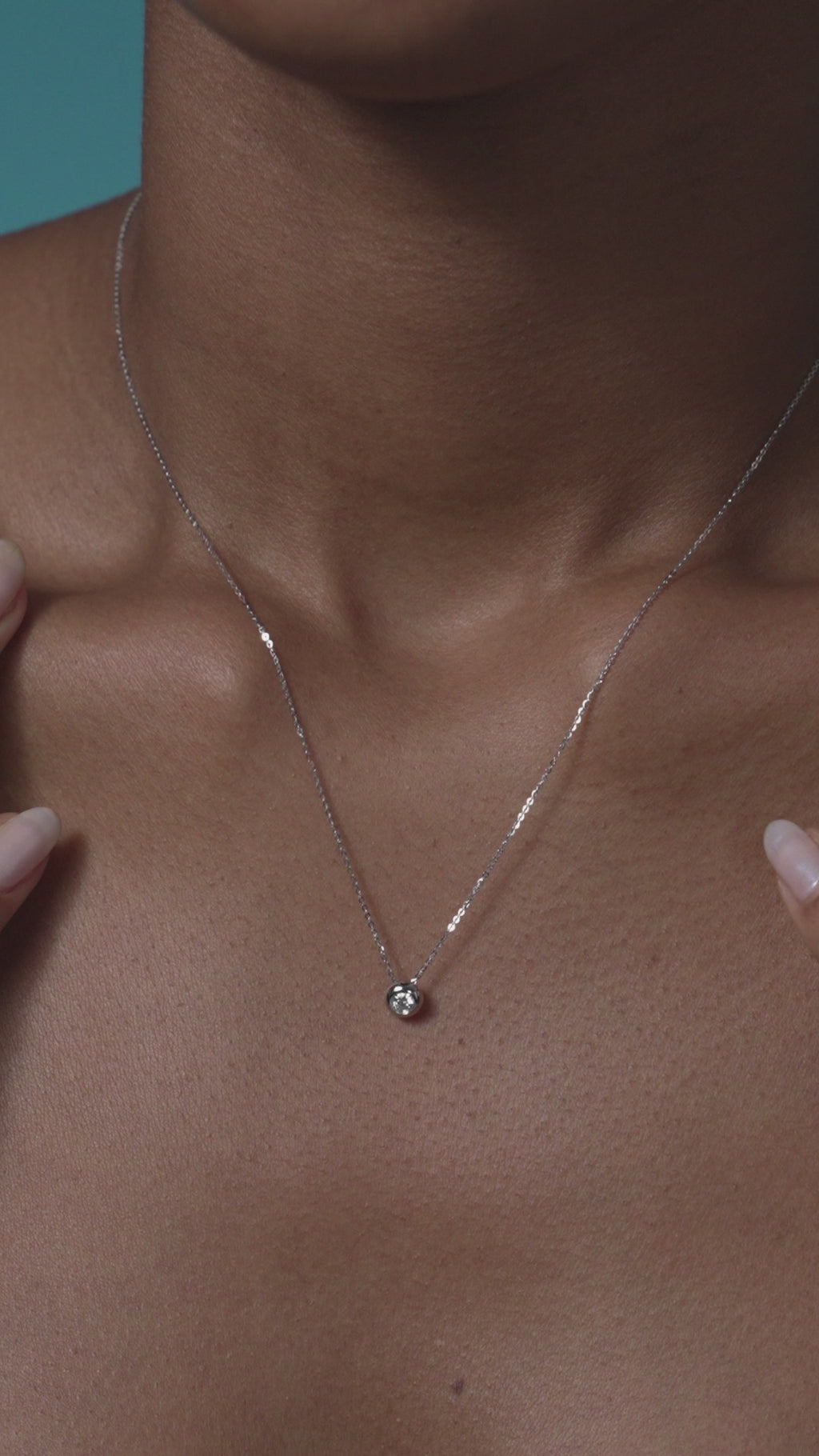 18k White Gold Solitaire Bezel Lab Grown Diamond Necklace