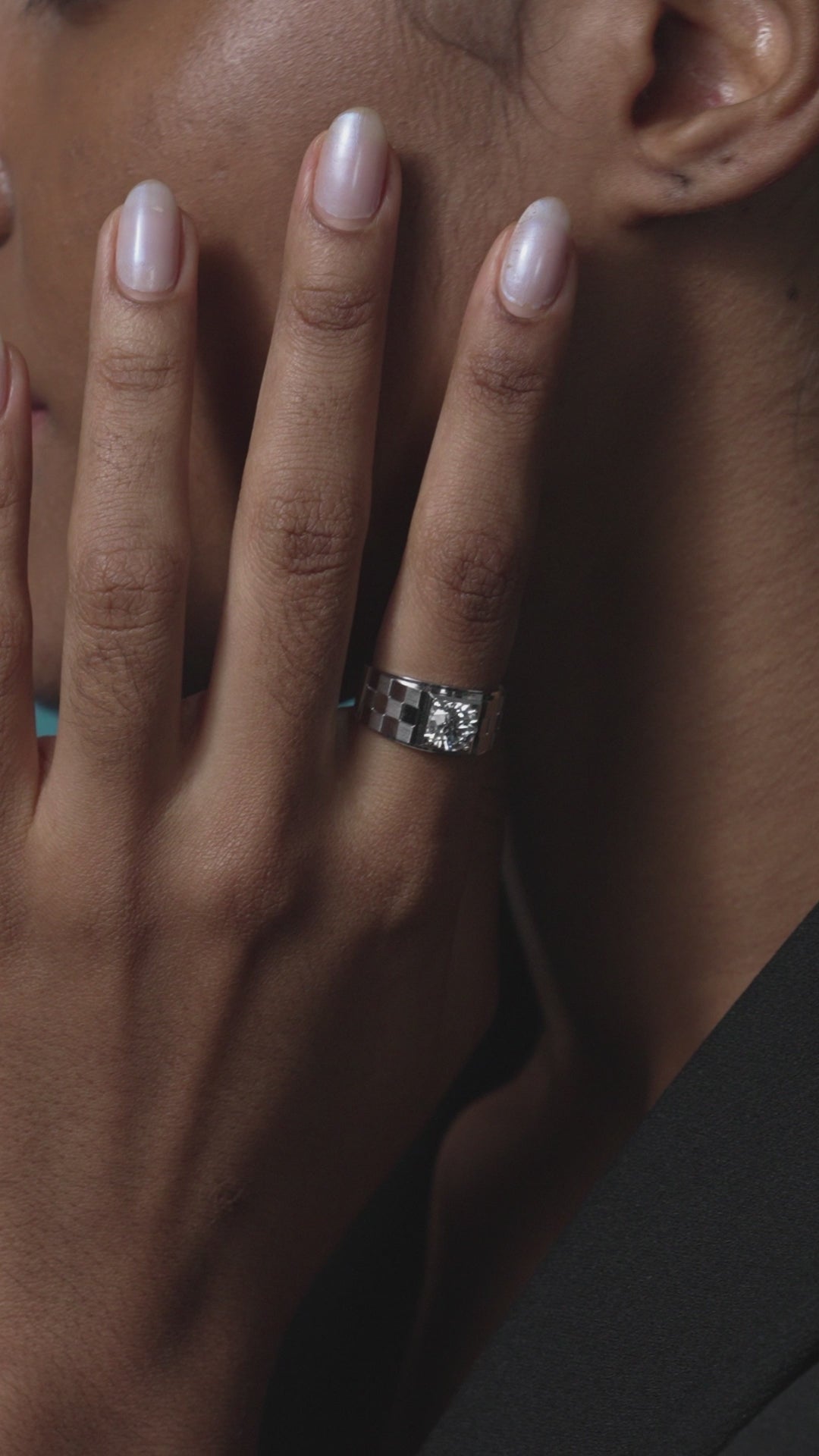 18k Weißgold Herren Solitaire Ring mit Labordiamanten