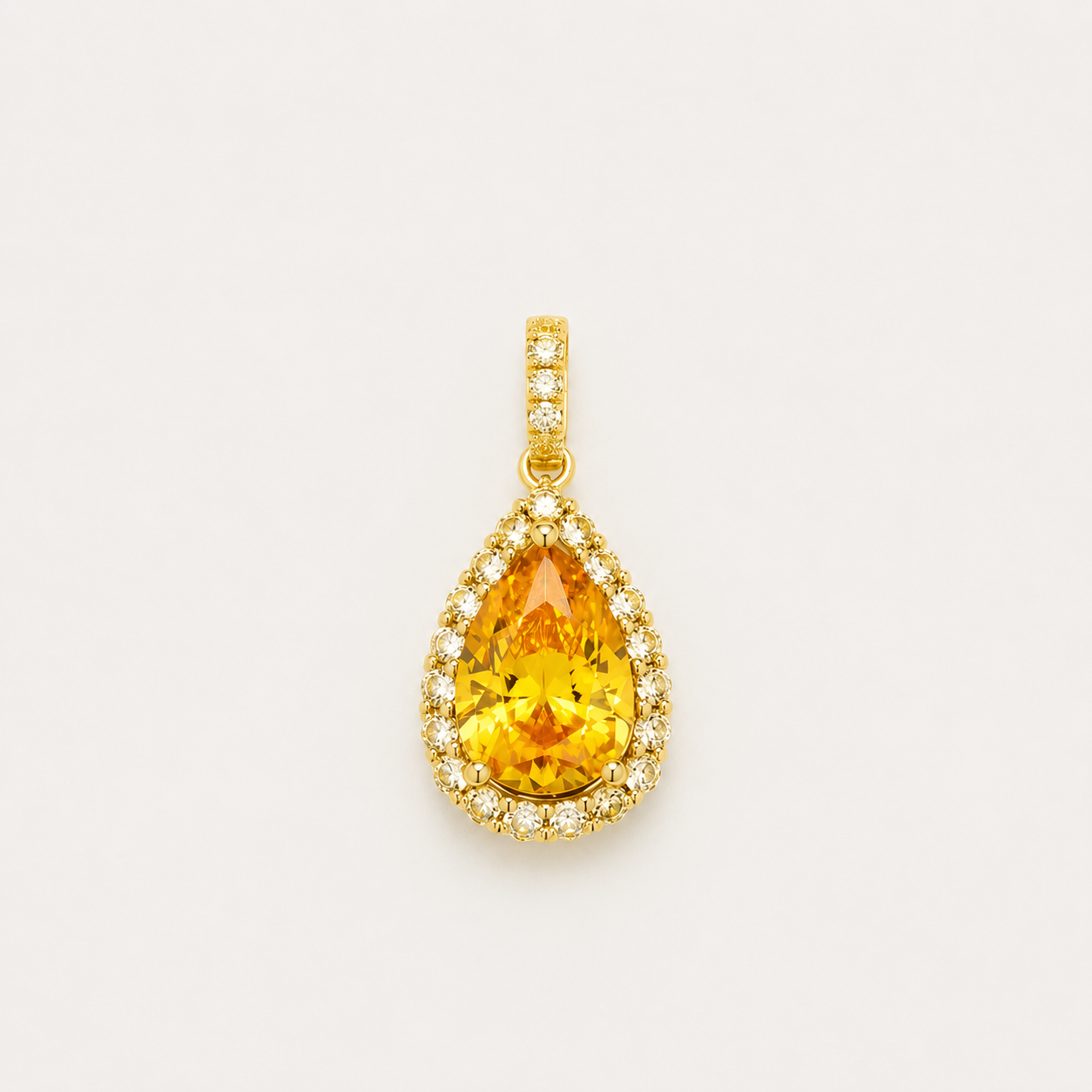Fancy Yellow Pear Labordiamant Halo Anhänger
